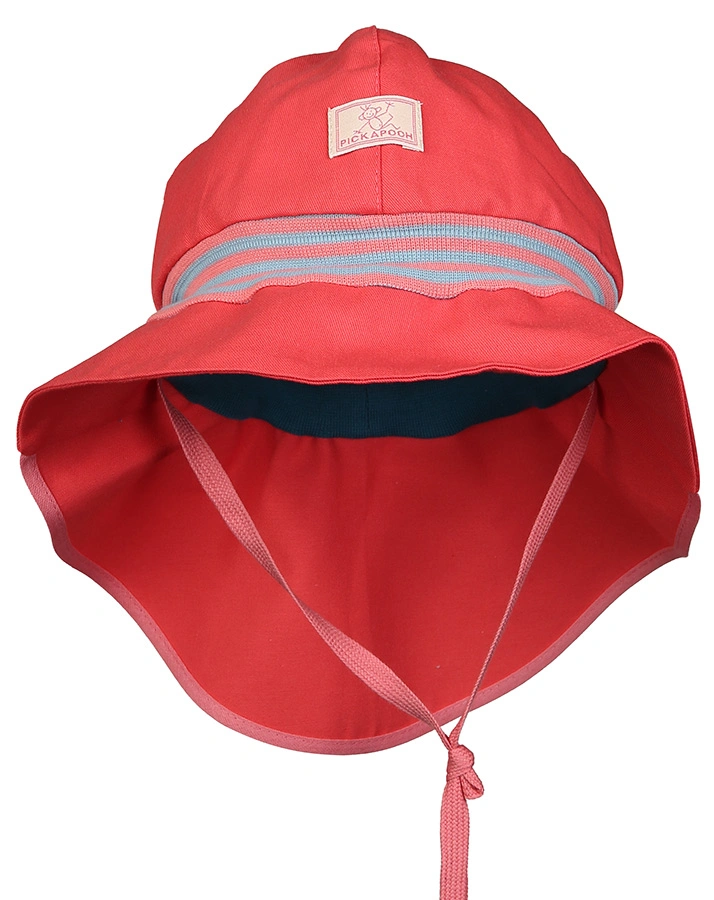 Sonnenhut FEUERWEHR STRICK mit Nackenschutz in koralle