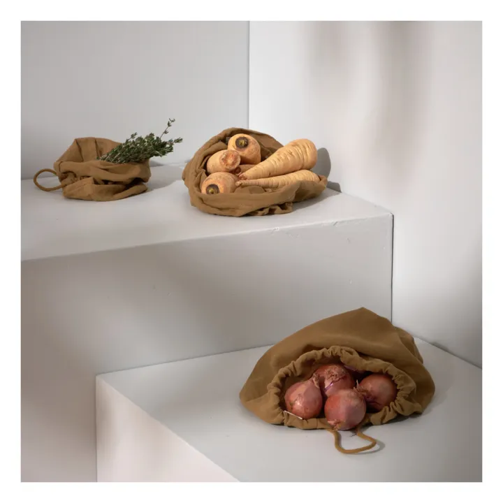 The Organic Company Food bag en coton bio - Set de 3 | Vert kaki