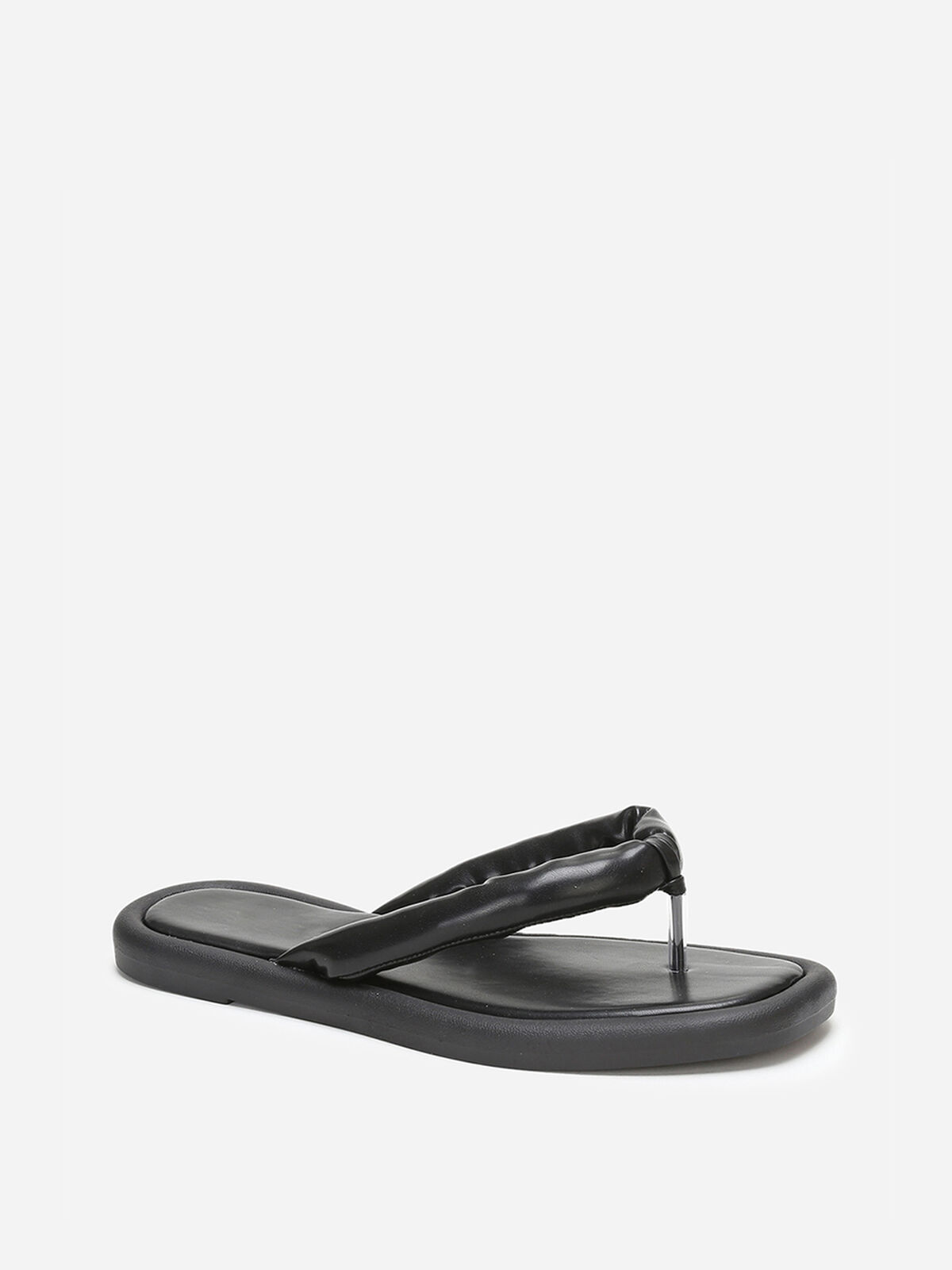 Tongs à bout carré et bride arrondie- Noir