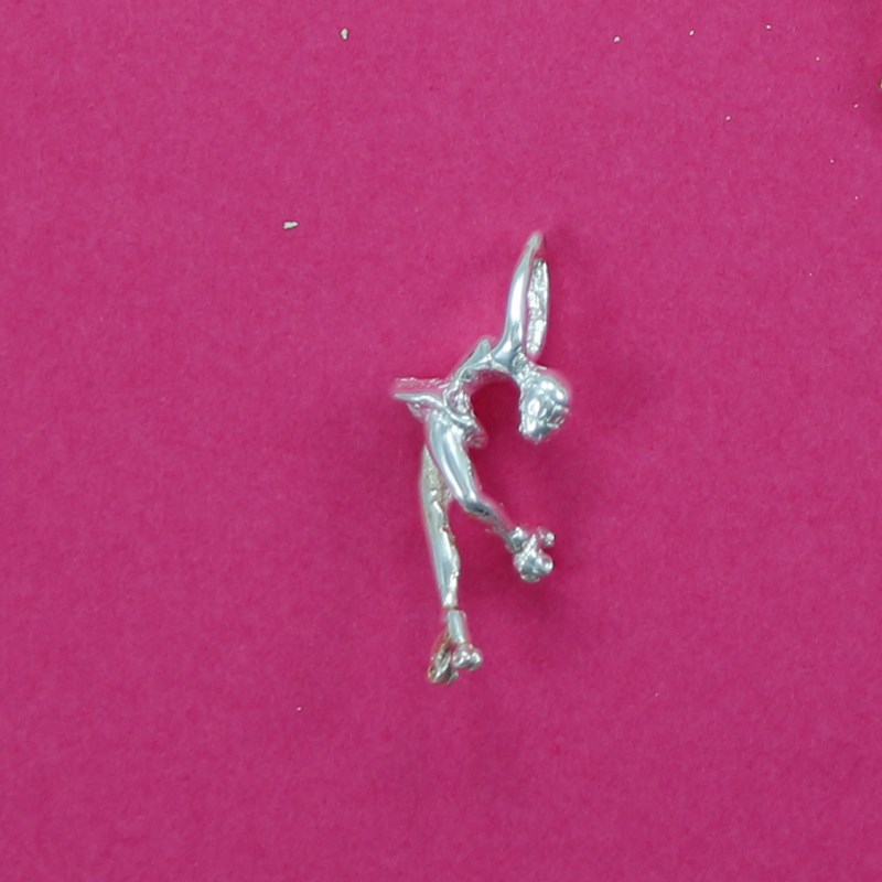 Pendentif patineuse à roulettes - Argent massif