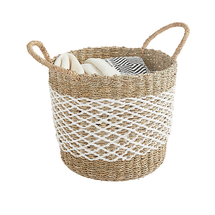 Panier rond en jonc de mer Sierra couleur naturelle