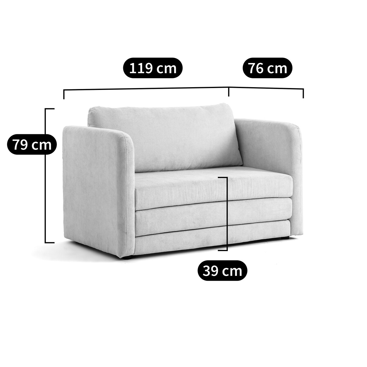 LA REDOUTE INTERIEURS<br>Sofá-cama em veludo canelado Hazel