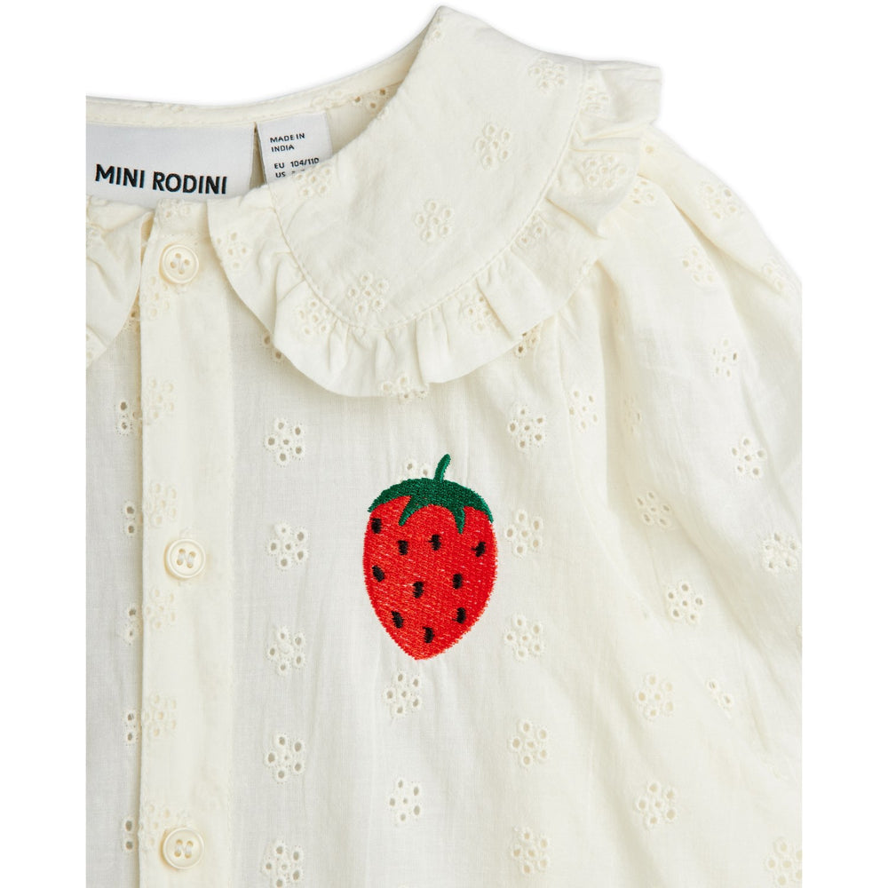 Køb Mini Rodini White Strawberry Emb Schiffli Bluse