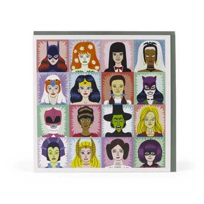 Heroines And Villians Greetings Card