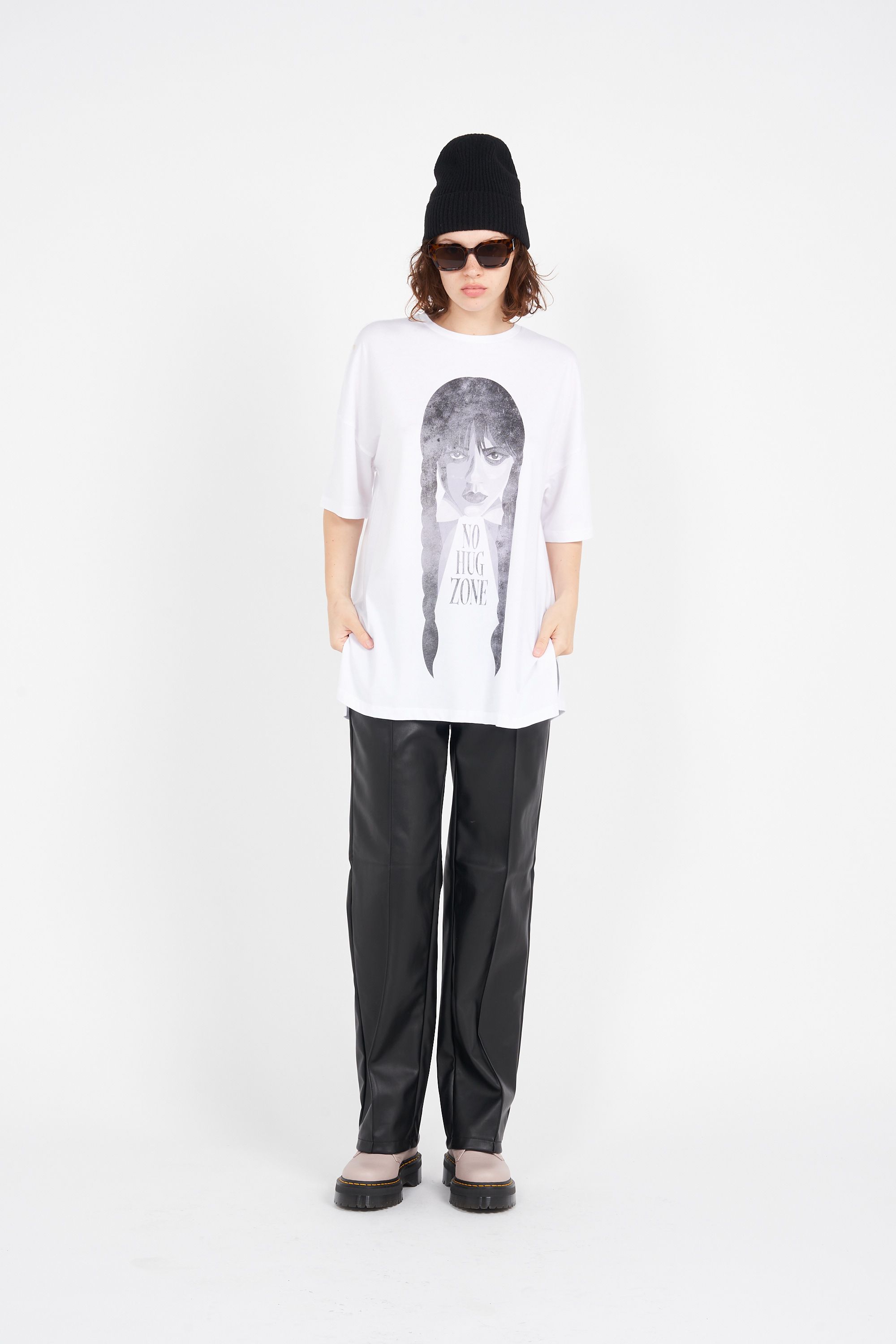 NOISY MAY T-shirt NMCURLY TSHIRT S/S LAB Blanc