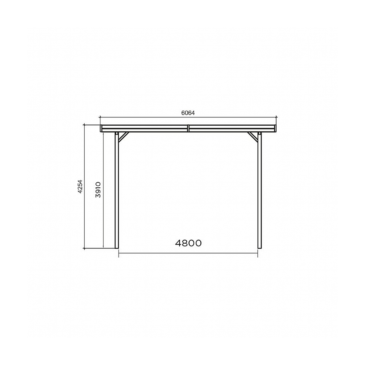 Carport modular en bois base 6x5m hauteur 4m