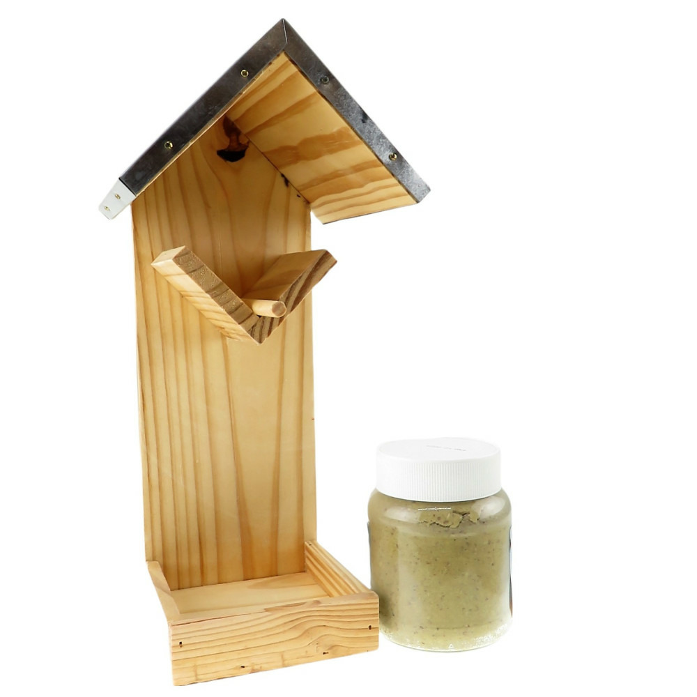 Mangeoire et 1 pot de beurre d'arachides, h 31 cm, pour oiseaux