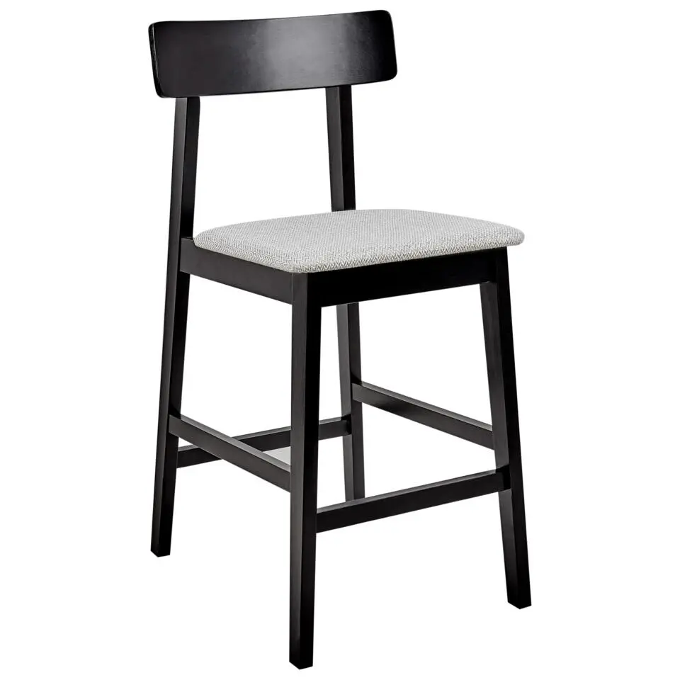 ISANTI - Barkruk set van 2 - Grijs/Zwart - Rubberhout