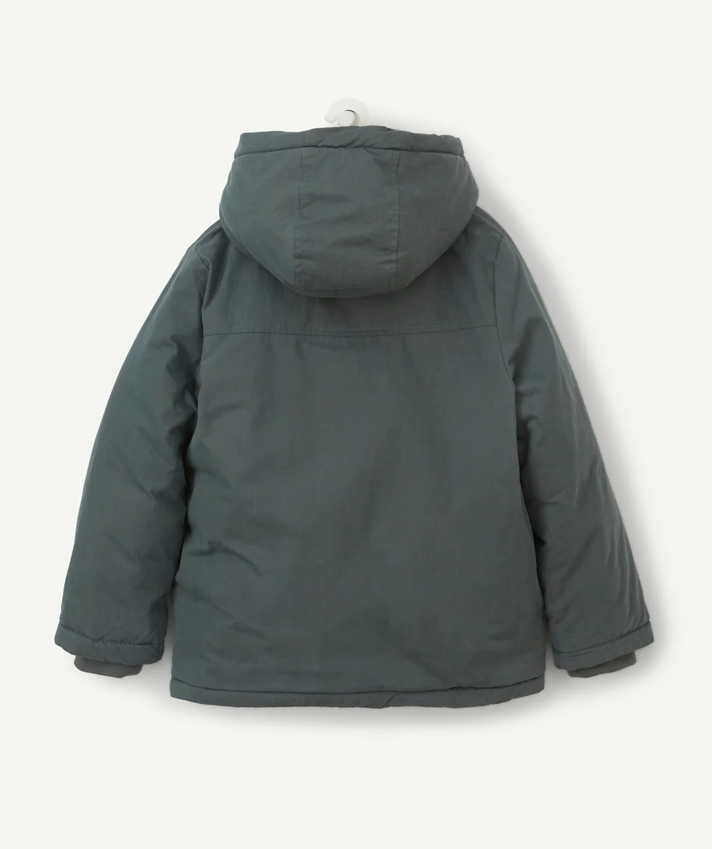 PARKA KAKI À CAPUCHE GARÇON EN REMBOURRAGE RECYCLÉ