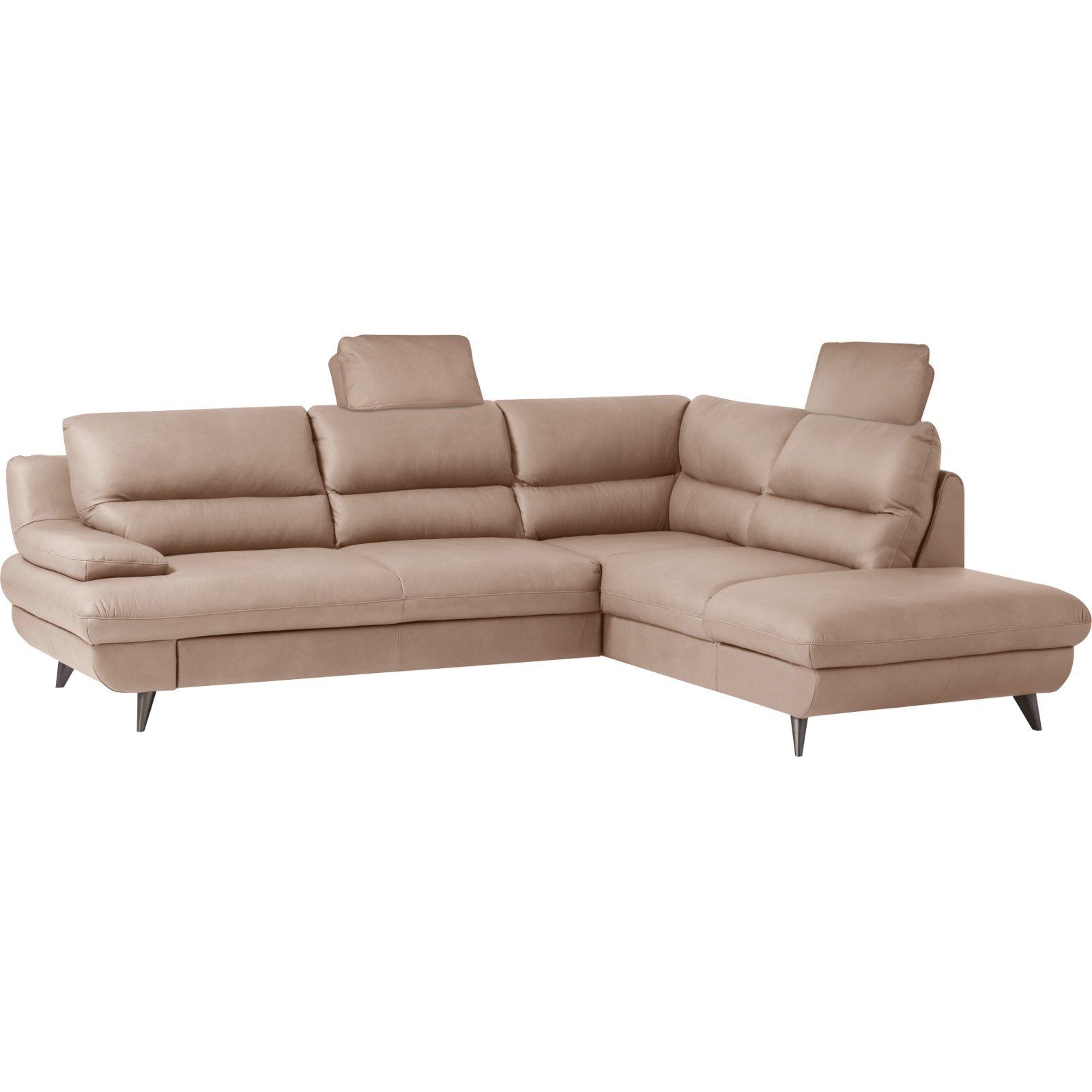 Ecksofa Pike Leder, Ottomane rechts cappuccino