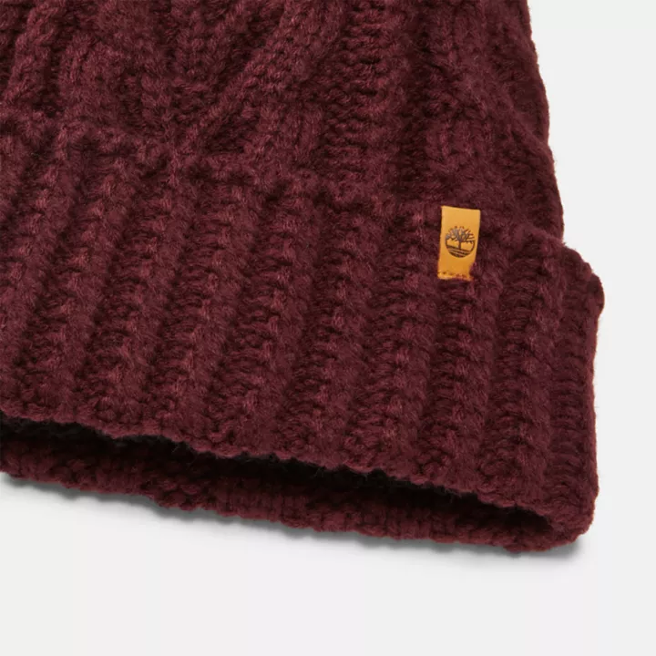 Gorro de tricô Autumn Woods para mulheres na cor bordô.