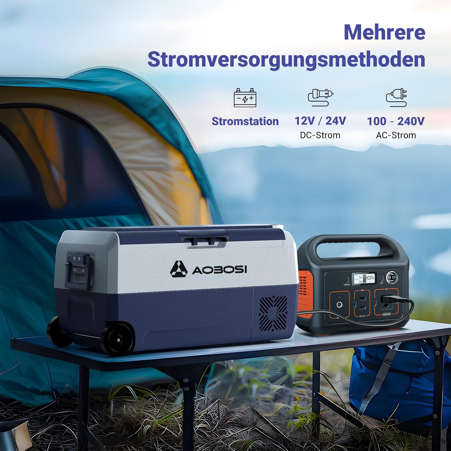 AAOBOSI Kompressor Kühlbox 36L, kühlbox Auto 12v 230v mit APP-Steuerung, -20℃ bis 20℃ Camping kühlschrank, für Wohnmobil, Boot, Autoreisen