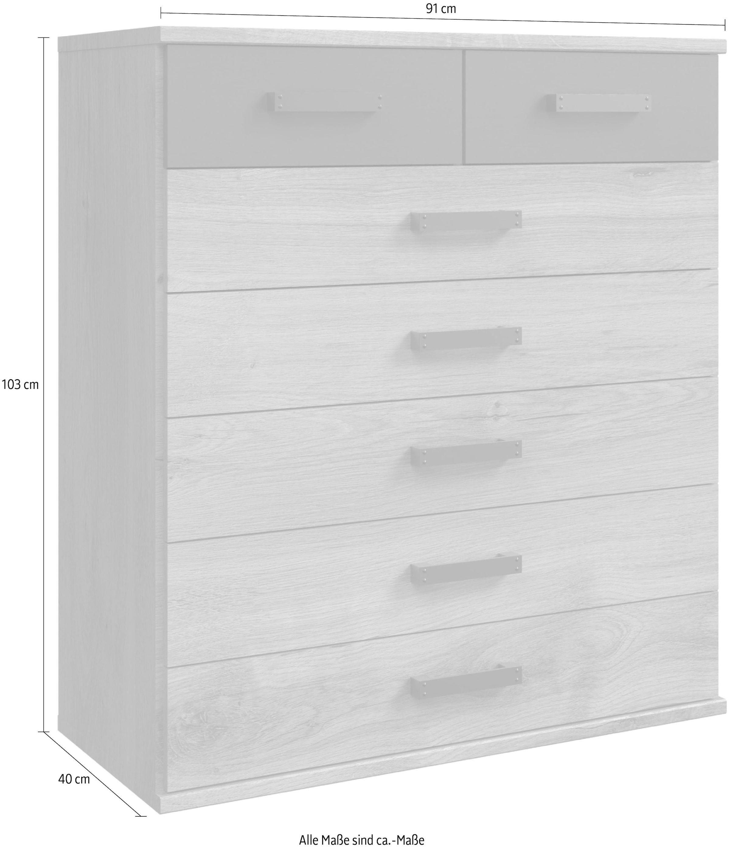 Wimex Schubkastenkommode »Cork, Hochkommode, Highboard 91/40/103cm, Made in Germany« industrial Design, rustikaler Look, 7 Schubladen
