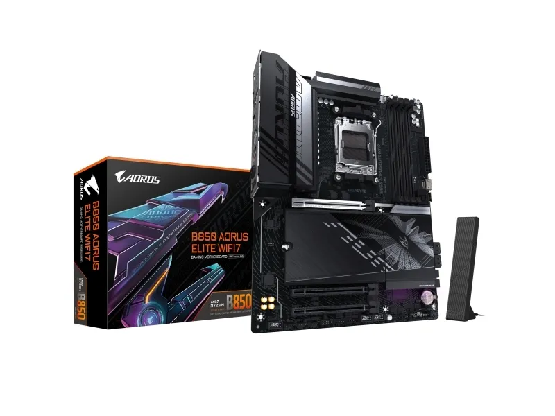 AORUS B850 ELITE WIFI7 - Bundkort - ATX - Socket AM5 - AMD B850 Chipset - USB-C 3.2 Gen 2x2, USB-C 3.2 Gen2, USB 3.2 Gen 2, USB 3.2 Gen 1 - Bluetooth, Wi-Fi 7, 2.5 Gigabit LAN - onboard grafik (CPU påkrævet) - HD Audio (8-kanaler)