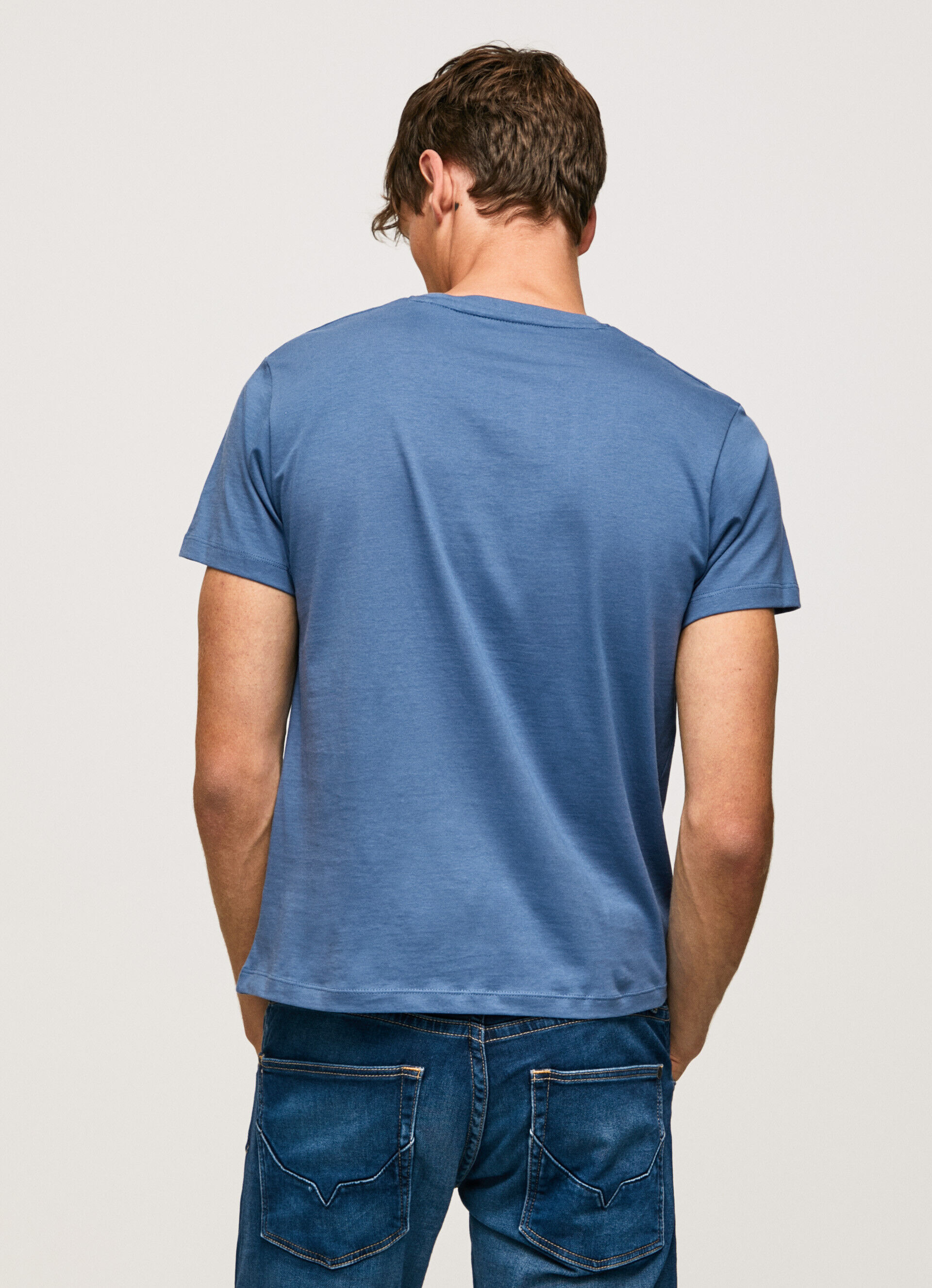 Camiseta de algodão com logo de pinceladas - azul ozzy