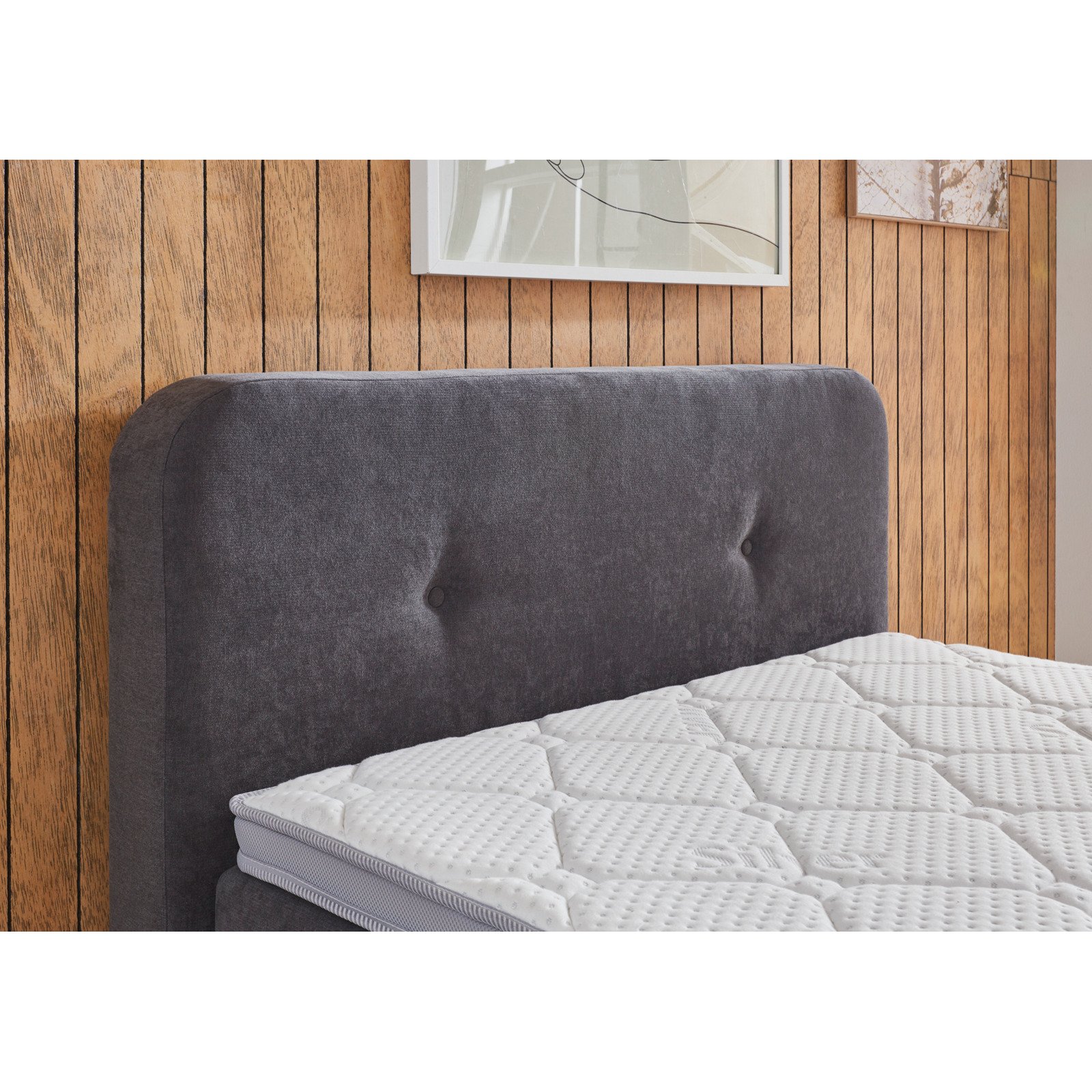 Boxspringbett Martin Stoff dunkelgrau 120 x 200