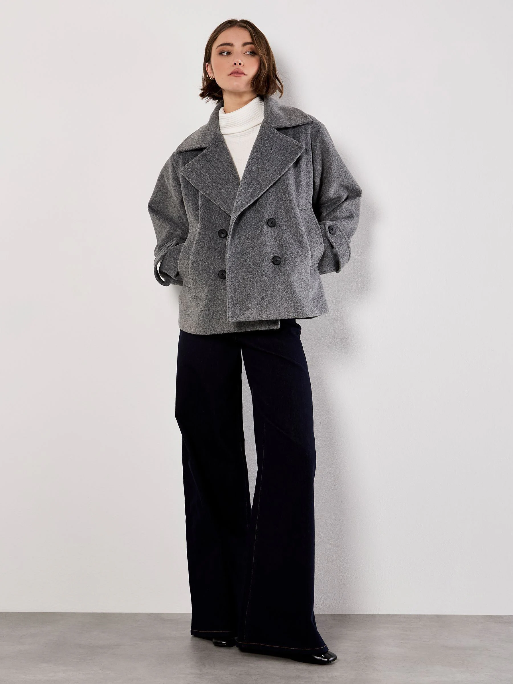 Grijs - Apricot Tailored Short Trench Jacket