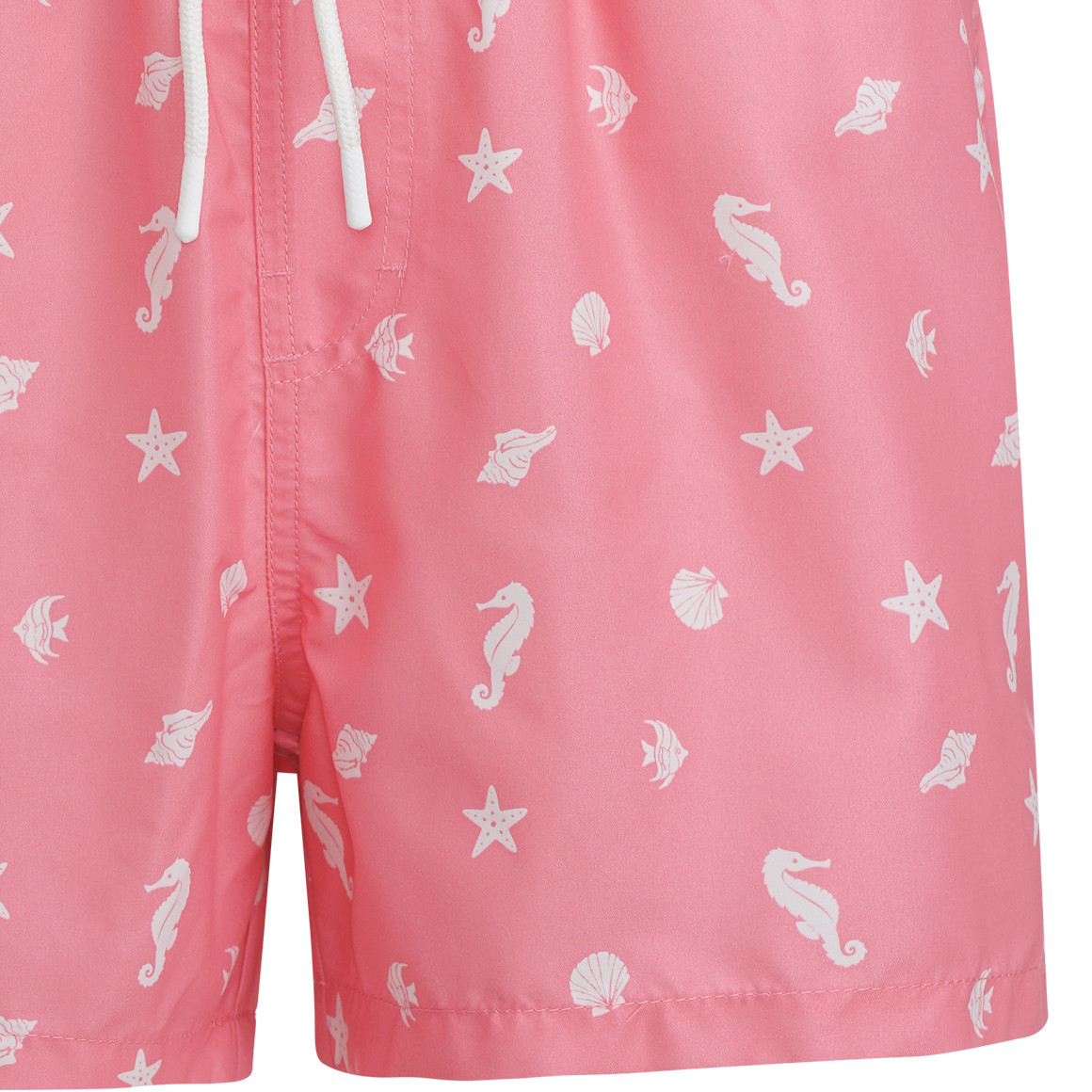 Famy Herren Badeshorts mit Meeres-Motiven rosa / weiss