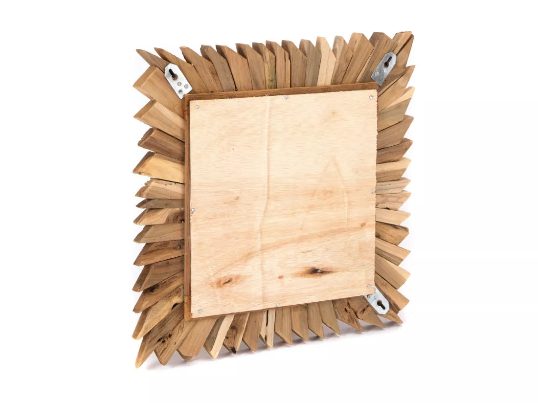 MIROIR MURAL Pointes 50x50 cm bois massif couleurs naturelles