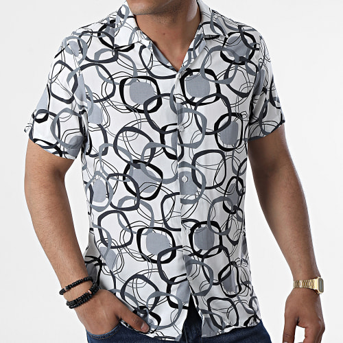 Chemise A Manches Courtes CH-5189 Blanc Gris