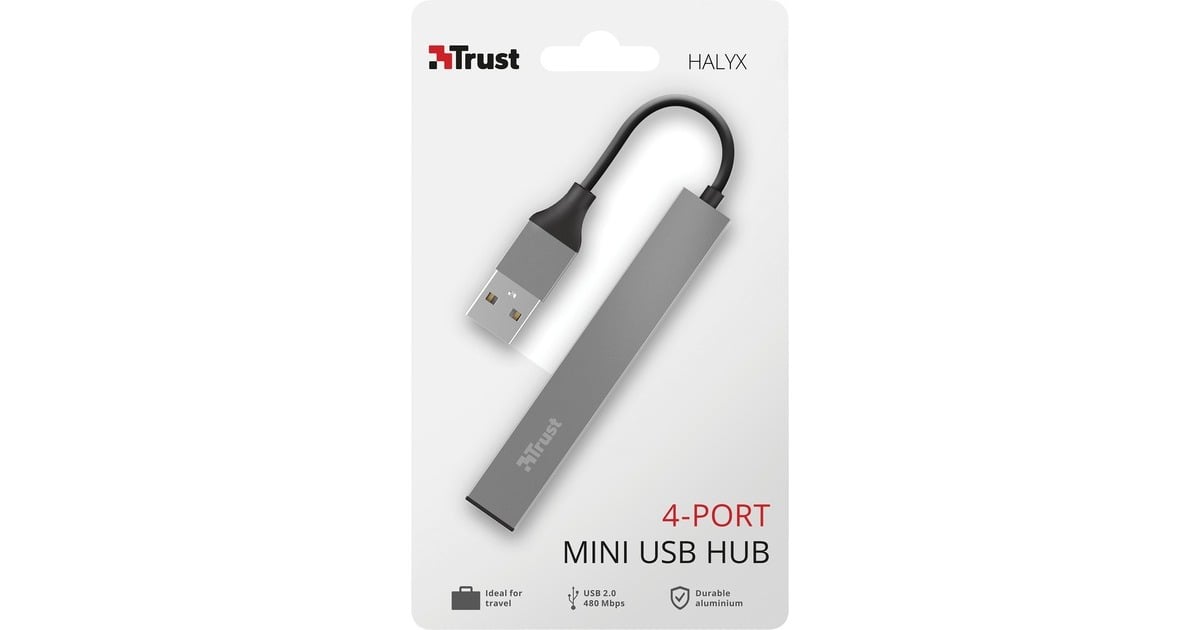 TrustHalyx Aluminium 4-Port Mini USB Hub usb-hub  (Aluminium)