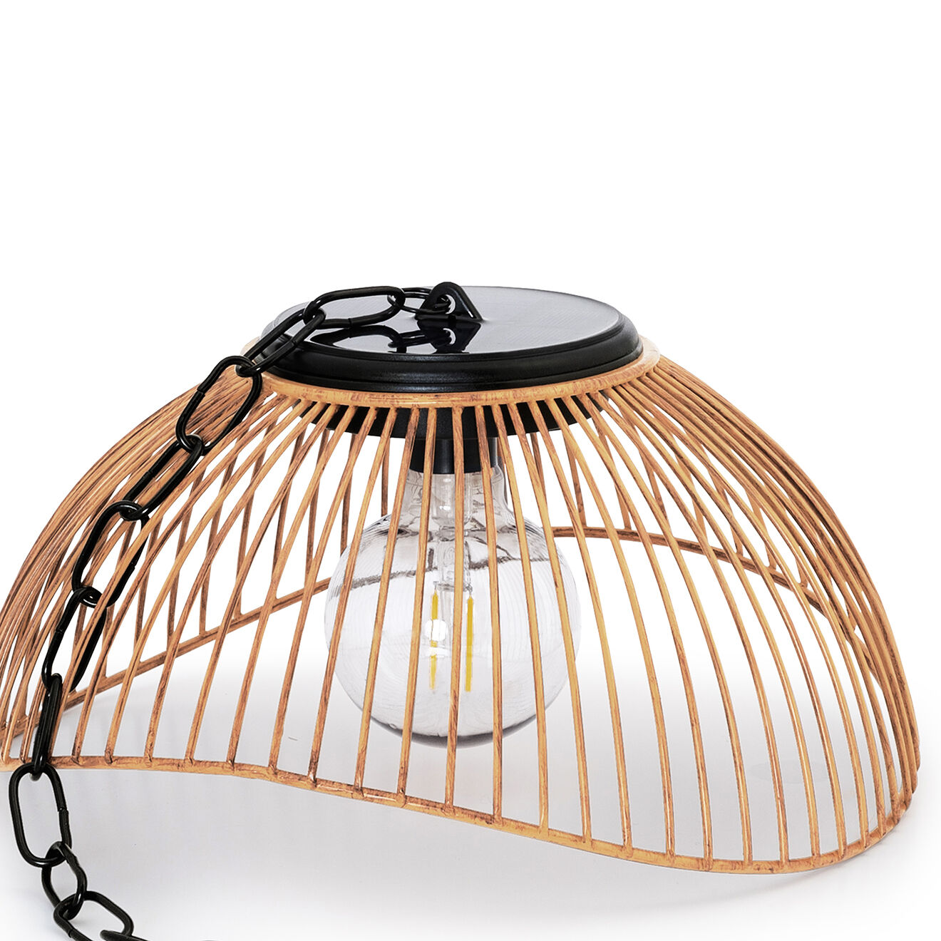 Pratik Garden Lampe solaire filaire Effet Rotin noir/beige - D.30x76 cm