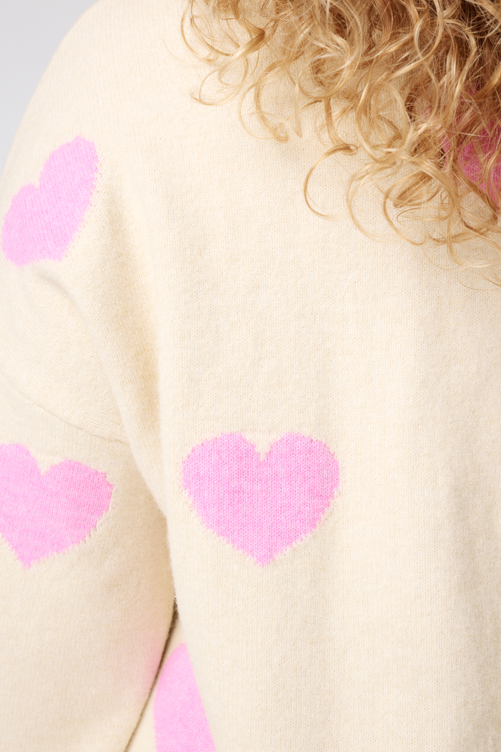 Gebreide trui met hartjespatroon Multi Pink