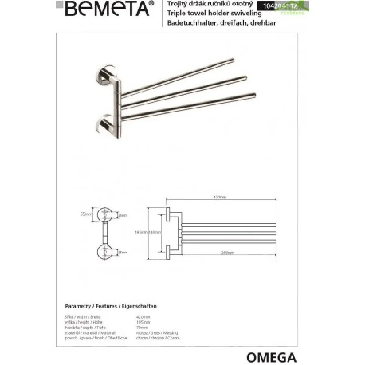 Bemeta - Maison De La Tendance BEMETA OMEGA Porte-serviettes triple