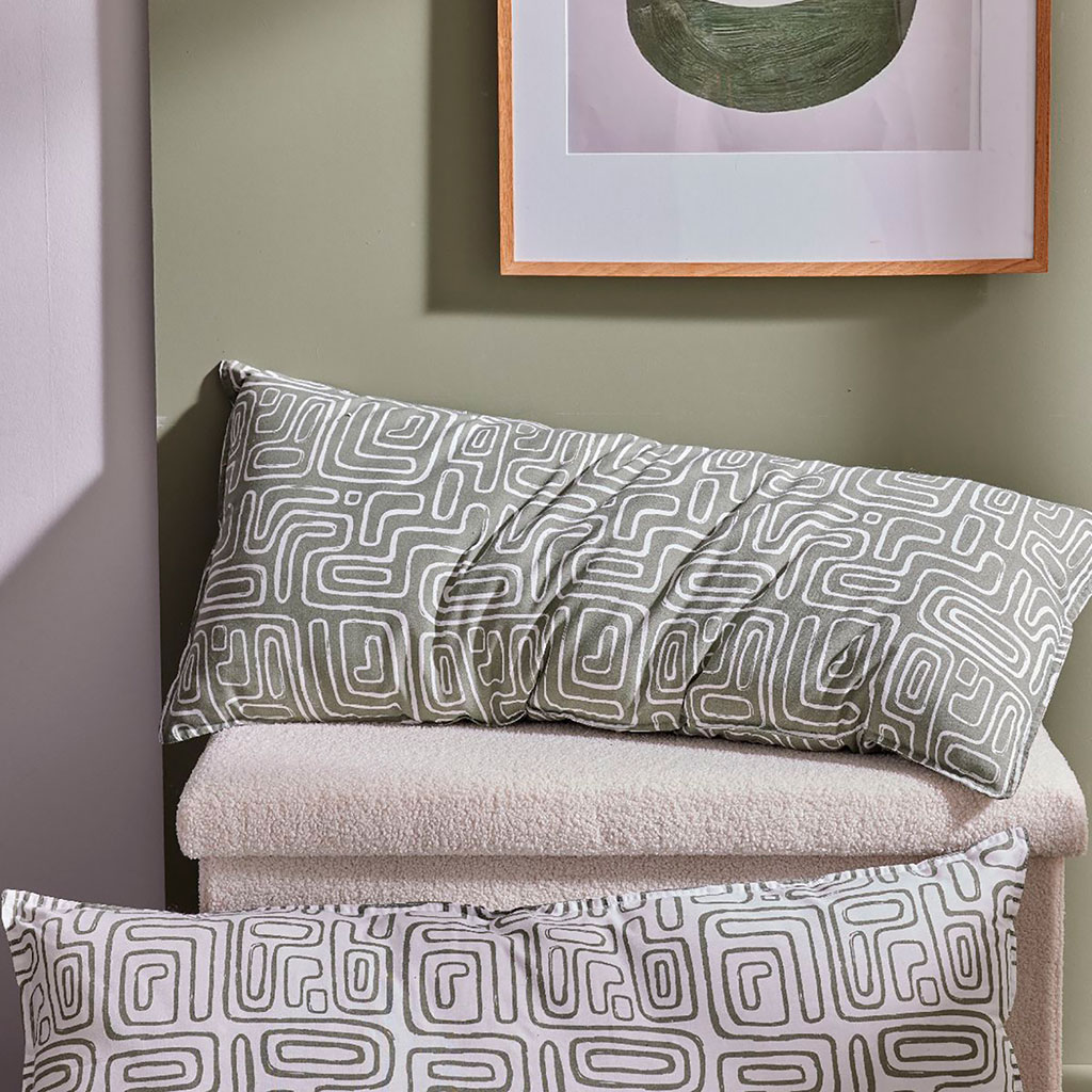 Coussin géométrique blanc kaki 40x90cm