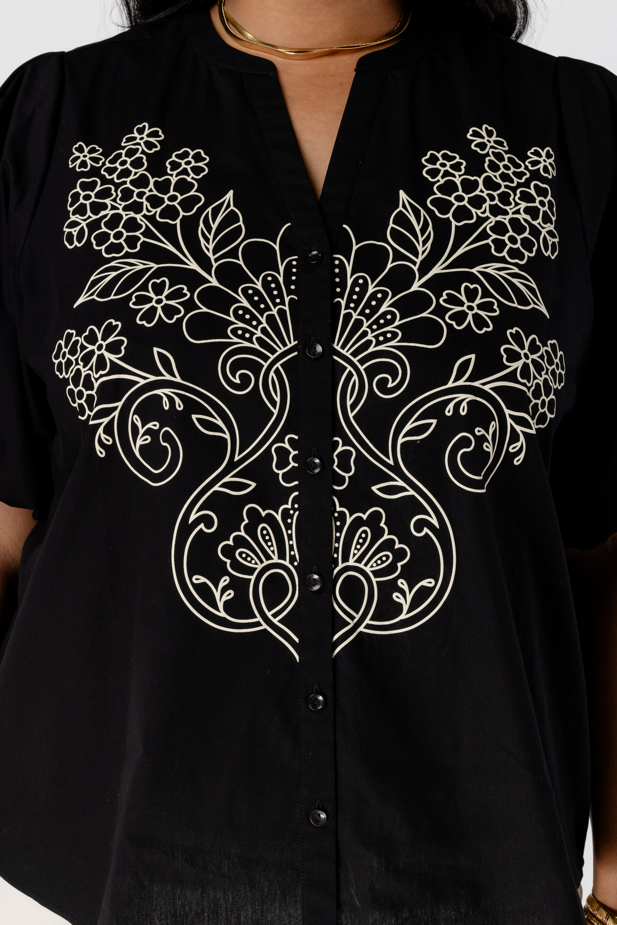 Blouse met pofmouw Zwart