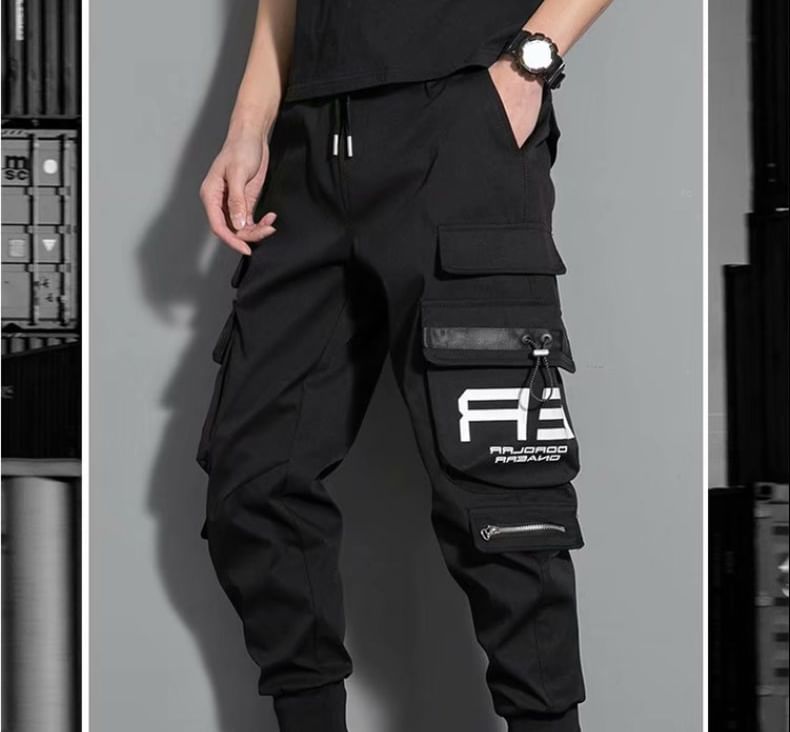 Bay Go Mall - Mid Rise Lettering Cargo Baggy Broek