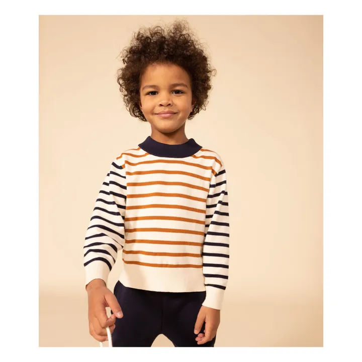 Petit Bateau Pull Marin à Rayures | Ecru