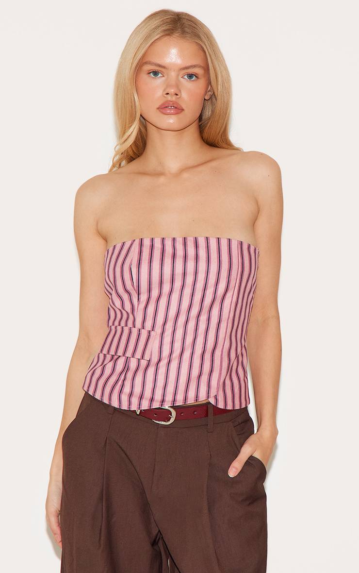 Rose Bandeau Rayé En Velours Côtelé