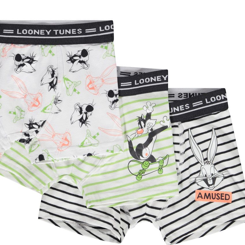 Lot de 3 boxers en jersey motifs Looney Tunes pour garçon - Blanc