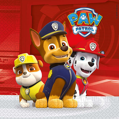 Paw Patrol mønstrede servietter 33x33 cm 20-pak