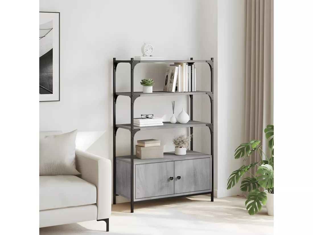 Bibliothèque à 3 niveaux sonoma gris 70x30x109,5 cm