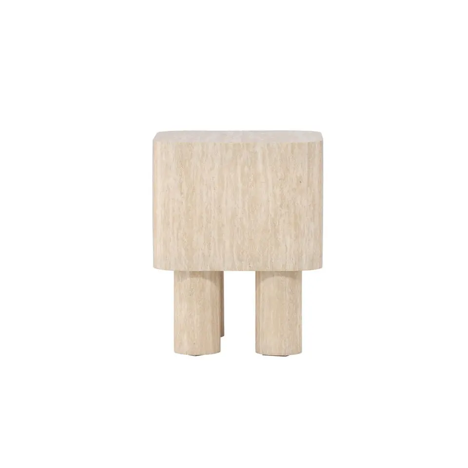Bijzettafel Vierkant - Travertinlook MDF - 40x40x50cm - Klirou