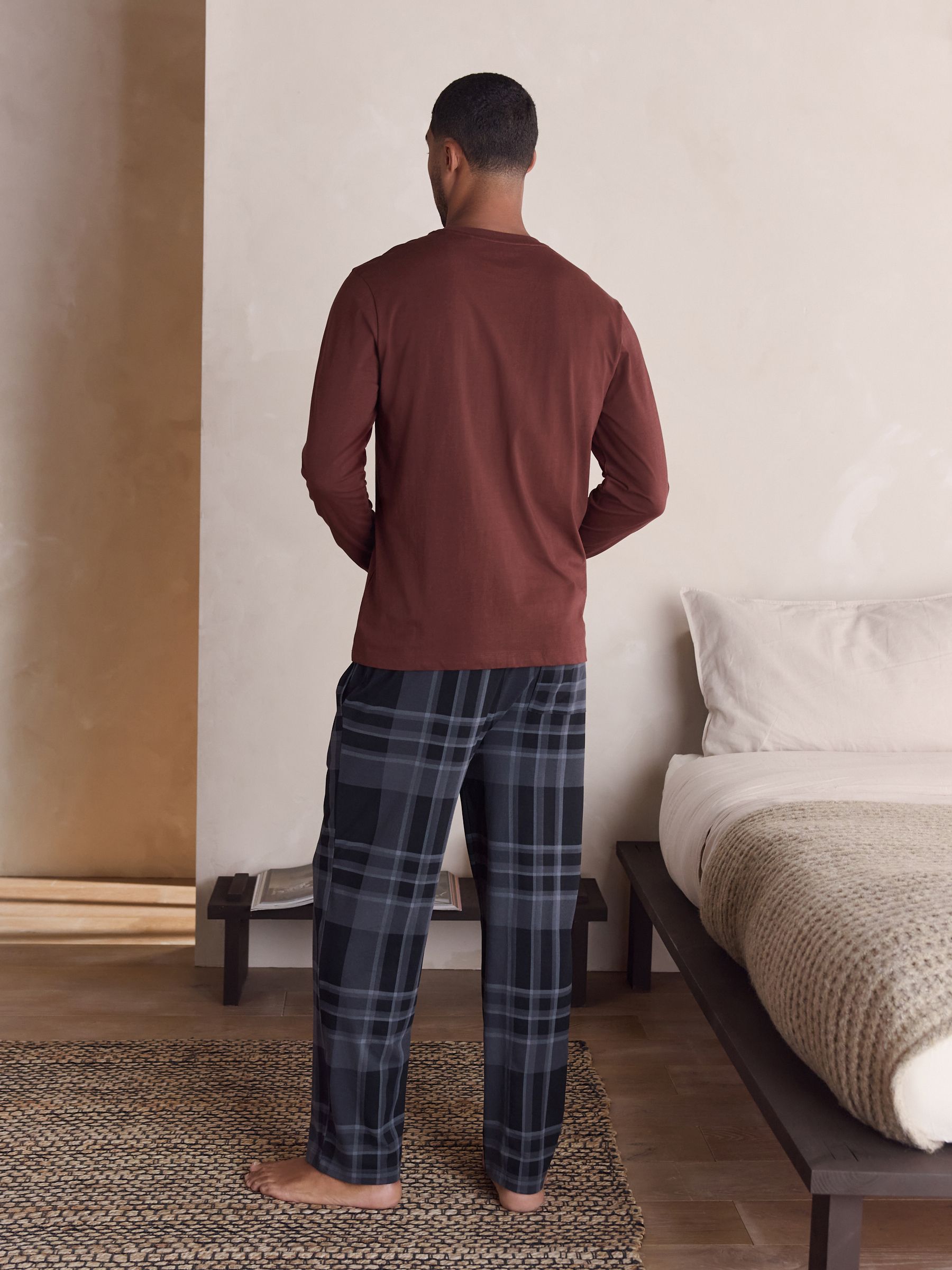 Neutraal/marineblauw - Check Jersey Short Sleeve Pyjamas Set 2 Pack