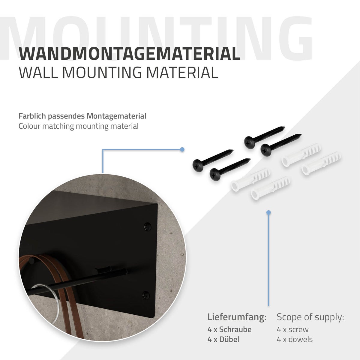 ML-Design 3-delige wandkapstokset met haken, kledingstang en hoedenplank, 60x30x15 cm, zwart, metalen halkapstok voor jassen en mantels, garderobe, wandmontage, hangend kapstokpaneel voor entree