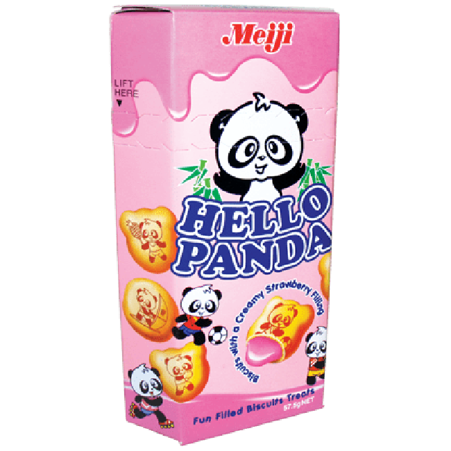 Meiji Hello Panda Koekjes met Aardbeiensmaak Vulling 50g
