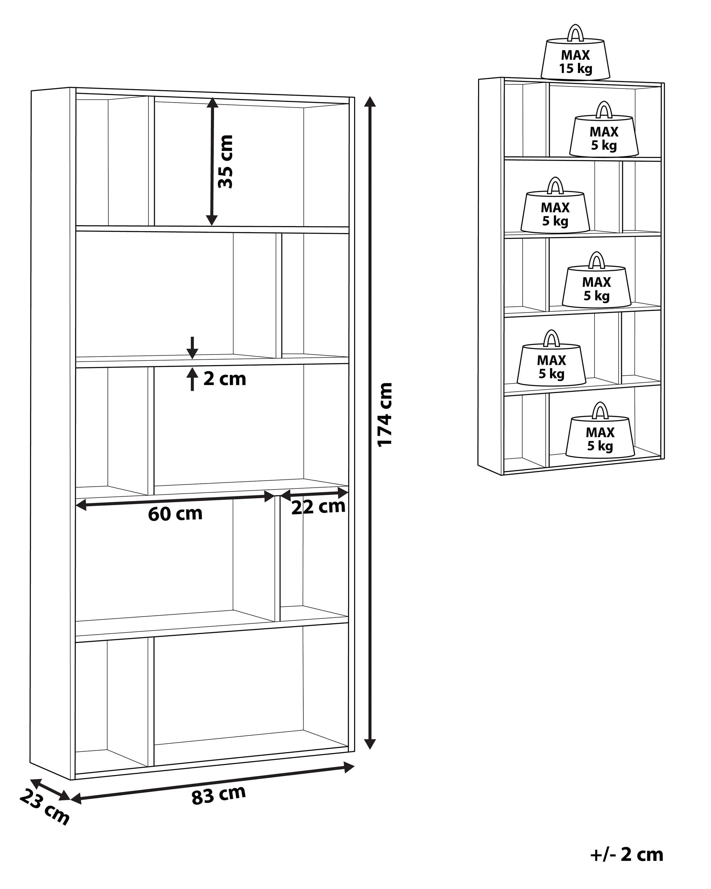 Boekenkast met 5 planken ORILLA 174 cm Donkerbruin