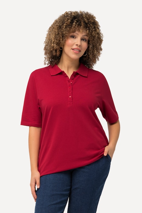 Poloshirt, Piqué, Polokragen, Samt-Knopfleiste, Halbarm