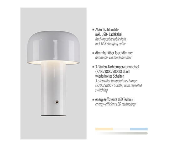 Paul Neuhaus LED-Akku-Tischleuchte »Agnes«, 2er-Set, weiß