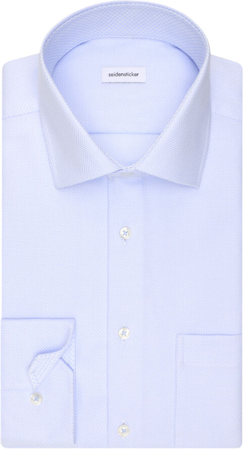 Seidensticker Business Shirt Regular Long sleeve Kent-Collar Small pattern Blue