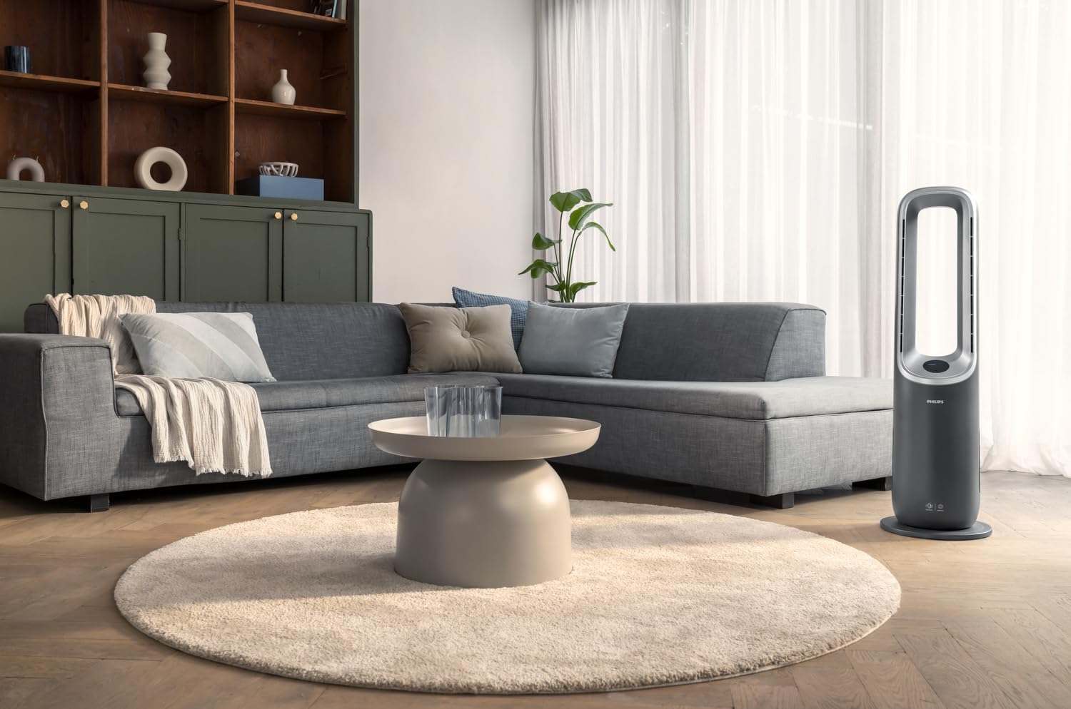 Philips Air Performer 3-in-1: Luftreiniger, Heiz- und Kühlgebläse - Reinigt 70 m², Entfernt 99,97% der Allergene und Schadstoffe. HEPA-Filter, Intelligente Sensoren, Alexa, App. (AMF870/15)