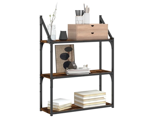 VIDAXL - Etagère murale étagère murale 3 niveaux chêne fumé 60x21x78,5 cm