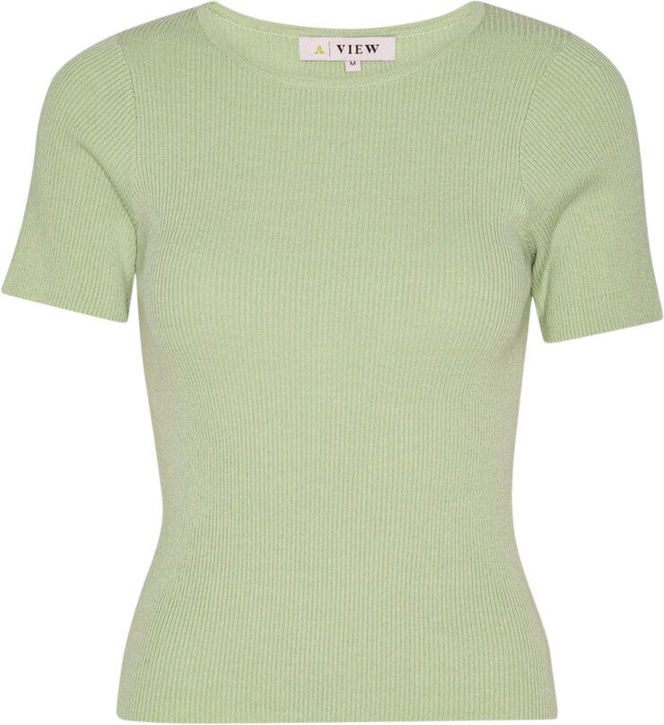 A-VIEW Rib knit short sleeve top Mint