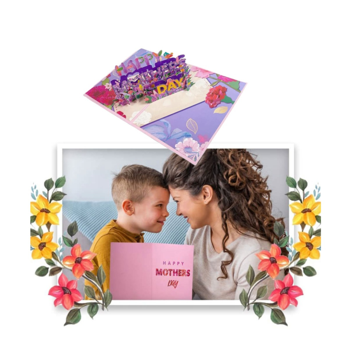 Muttertags Glückwunschkarte Pop-Up Doppelkarte   Umschlag - Happy Mothersday