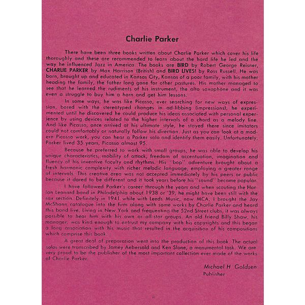 Atlantic Music Charlie Parker Omnibook Bb