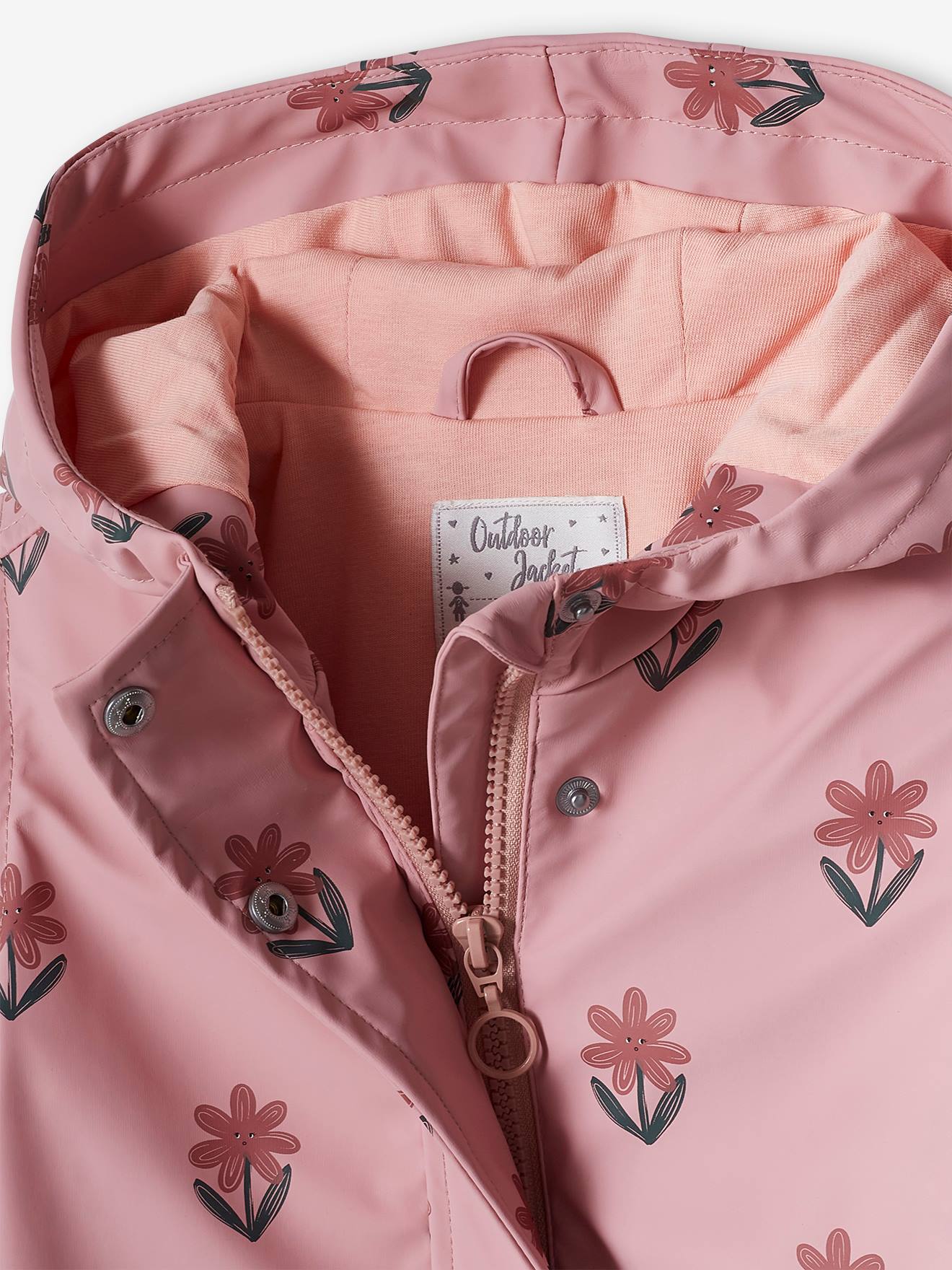 Capa de chuva com capuz e motivos florais, para meninas 6476